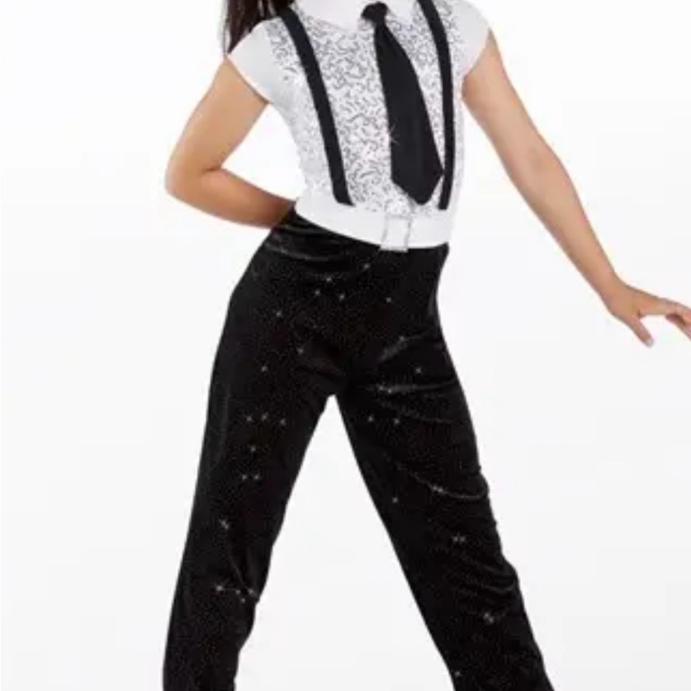 Weissman Black and White Sequin Jumpsuit Costume with Tie
